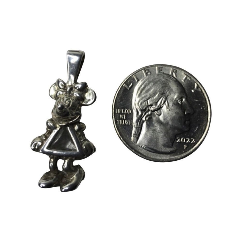 Vintage Disney Minnie Mouse 925 Silver Pendant w Birthstone